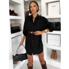 Černá oversize elegantní košile šaty ZOVENT