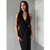 Černé dlouhé elegantní šaty KALIXA s výstřihem