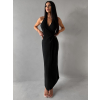 Černé dlouhé elegantní šaty KALIXA s výstřihem