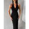 Černé dlouhé elegantní šaty KALIXA s výstřihem