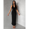 Černé dlouhé elegantní šaty KALIXA s výstřihem