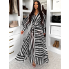 Černé pruhované dlouhé bavlněné zavinovací šaty NATURE