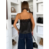 Černé saténové elegantní tílko WEXTON s krajkou
