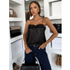 Černé saténové elegantní tílko WEXTON s krajkou