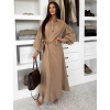Hnědé maxi dlouhé košilové šaty MATRIX
