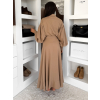 Hnědé maxi dlouhé košilové šaty MATRIX