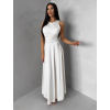 Krémové společenské jednoduché dlouhé šaty TEMIRA