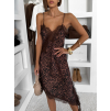 Leopardí saténové mini šaty QUILLIA s krajkou
