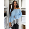 Modrý oversize svetřík MALFIO s krajkou