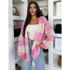 Růžový pletený pruhovaný oversize cardigan GRENTO