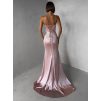 Starorůžové luxusní plesové třpytivé šaty RAVELLE s rozparkem