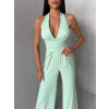 Světle zelený společenský dlouhý overal ARVELLA s výstřihem