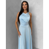 Světle modré společenské jednoduché dlouhé šaty TEMIRA