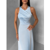 Světle modré společenské jednoduché dlouhé šaty TEMIRA