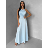 Světle modré společenské jednoduché dlouhé šaty TEMIRA