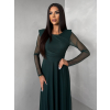 Smaragdové tylové společenské šaty ASHER s dlouhým rukávem