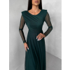 Smaragdové tylové společenské šaty ASHER s dlouhým rukávem