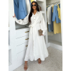 Bílé dlouhé košilové vázací šaty MATRIX