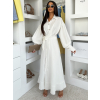 Bílé dlouhé košilové vázací šaty MATRIX