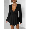 Černé elegantní mini šaty STREGH s dlouhým rukávem