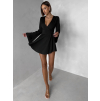 Černé elegantní mini šaty STREGH s dlouhým rukávem