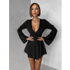 Černé elegantní mini šaty STREGH s dlouhým rukávem