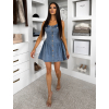 Modré džínové vypasované krátké šaty MUNDIS