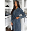 Modré džínové midi šaty HERTOZ s dlouhým rukávem