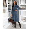 Modré džínové midi šaty HERTOZ s dlouhým rukávem