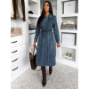 Modré džínové midi šaty HERTOZ s dlouhým rukávem