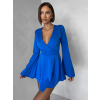 Modré koktejlové šaty STREGH s dlouhým rukávem