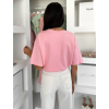 Růžové bavlněné oversize triko KINGDOM s perlami