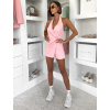 Růžový krátký stylový overal ELSYRA