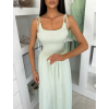 Světle zelené dlouhé bavlněné šaty WONDER na ramínka