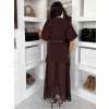 Tmavě hnědé stylové dlouhé šaty LEGACY s krajkou