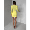 Žluté koktejlové krátké šaty LUVRIEN s řasením