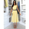 Žluté pouzdrové áčkové midi šaty GERARDYS s páskem