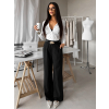 Černé elegantní široké dlouhé kalhoty YOUNG s páskem