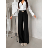 Černé elegantní široké dlouhé kalhoty YOUNG s páskem