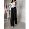 Černé elegantní široké dlouhé kalhoty YOUNG s páskem