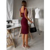 Vínové jednoduché žebrované šaty ARACYT s rozparkem