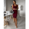 Vínové jednoduché žebrované šaty ARACYT s rozparkem