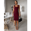 Vínové jednoduché žebrované šaty ARACYT s rozparkem