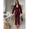 Vínový kalhotový kostýmek ZORVATO