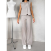 Béžovošedé elegantní široké kalhoty ALMORY