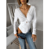 Bílé stylové body LORIEN s dlouhým rukávem
