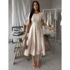 Krémové pouzdrové midi áčkové šaty WONDIX s páskem