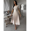 Krémové pouzdrové midi áčkové šaty WONDIX s páskem