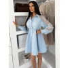 Modré košilové šaty VYLORIUM s krajkovými rukávy