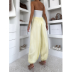Žluté saténové balónové široké kalhoty KALLOS